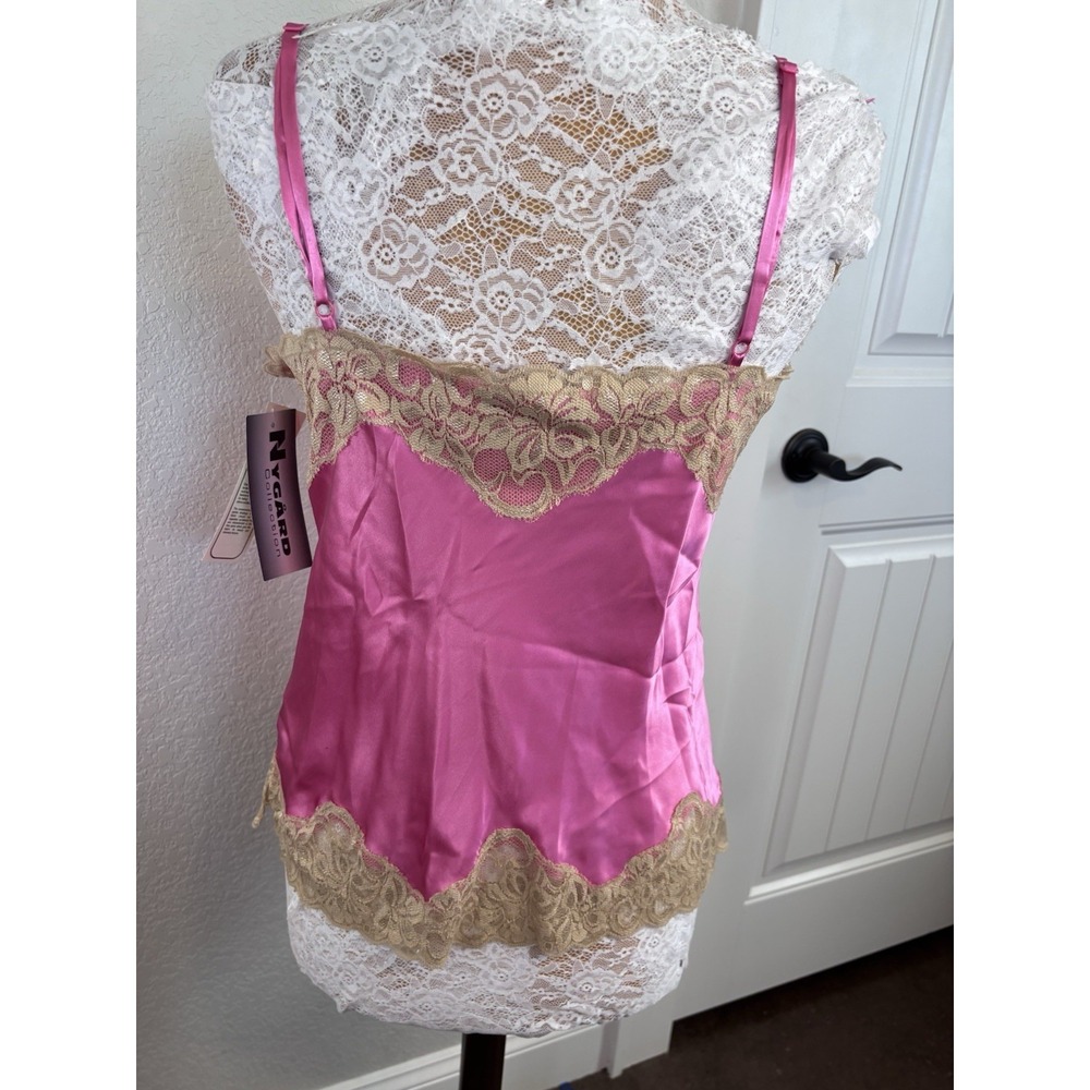 Vtg Deadstock Nygard Collection Pink 100% Silk Lace Cami Wmn's Top NWT Coquette - Picture 4 of 10